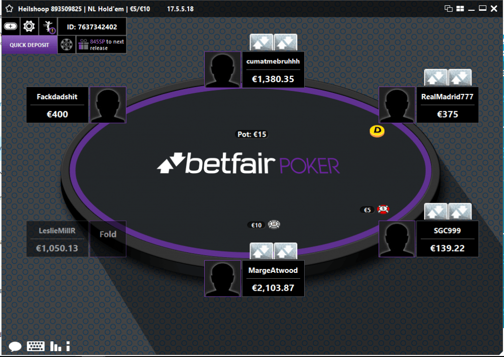 Betfair Poker table