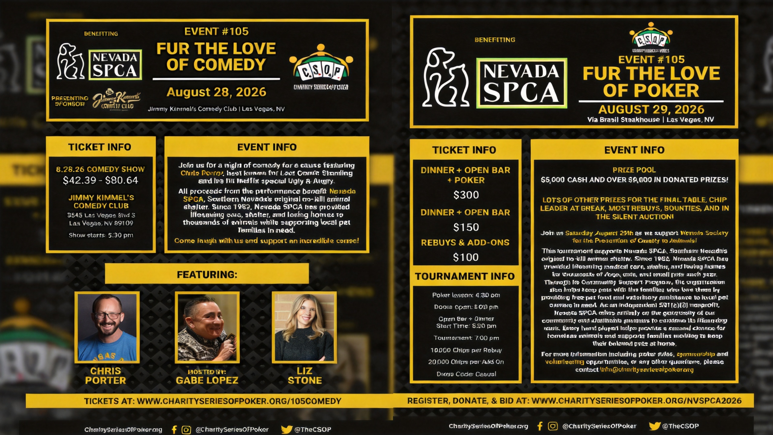 CSOP to Host Comedy Show and Poker Tournament for Homeless Pets